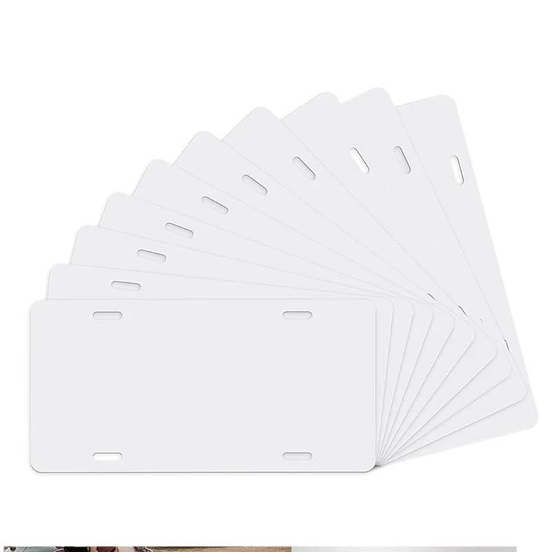 

10 Pack Sublimation License Plate Blanks, Metal Aluminum Automotive Front License Plate Tag, DIY Sublimation Blank Auto Supplies