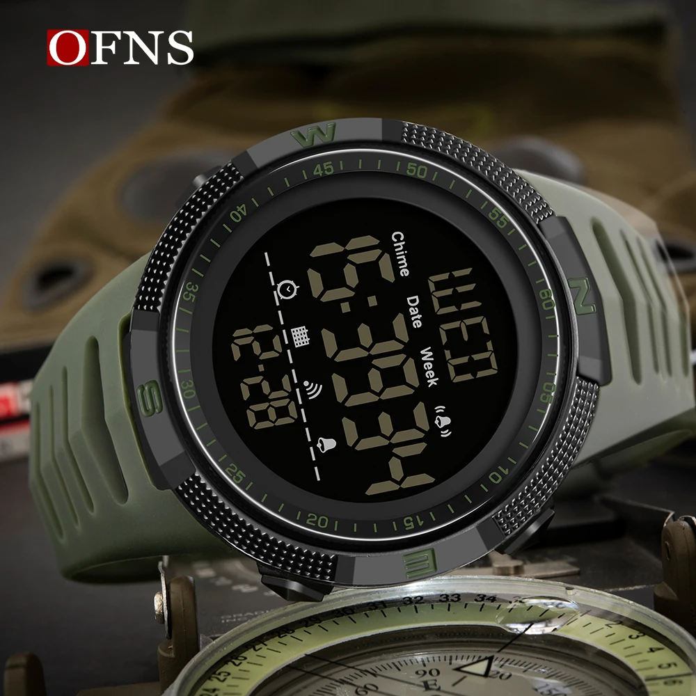 

OFNS Digital Watch for Men 50M Waterproof Sport Quartz Watches Military LED Light Stop Wristwatch Electronic Gifts Reloj Hombre