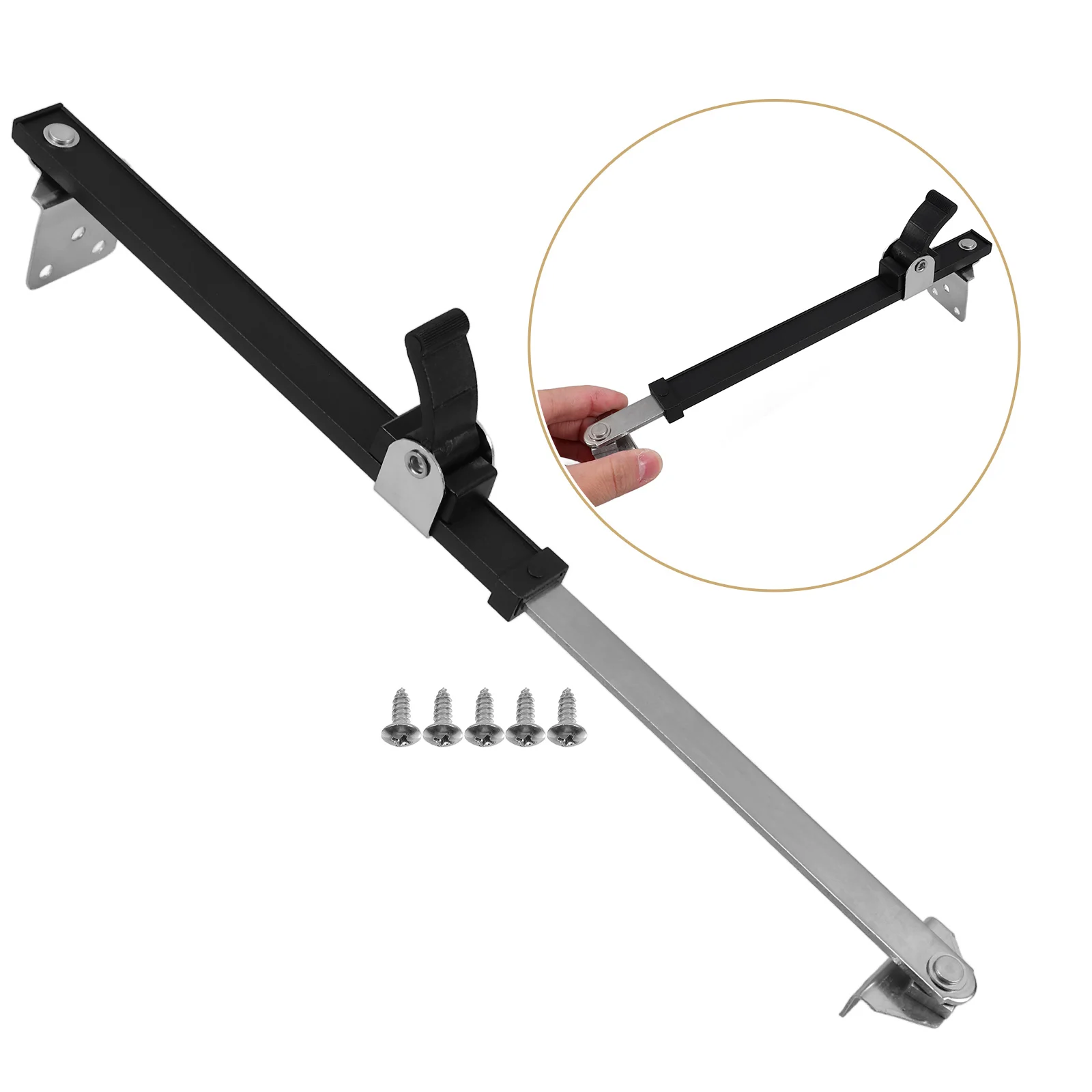 Support Rod Window Security Bars Sliding Adjustable Lock Door Patio inside Locks Closer with Hold Open Safety Fence