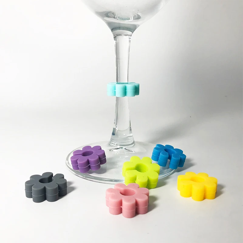 Wine glass marker wine glass decorations 6/8/12Pcs Silicone Identification Marker Charm Shot Glass Cup Label Tag Sign Ring Kitchen Bar Tool Party Supplies