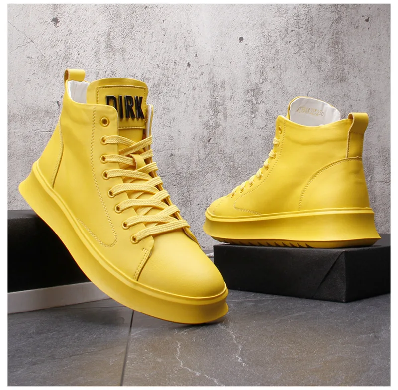 European New Shoes for Men Leather Casual Shoes High Tops