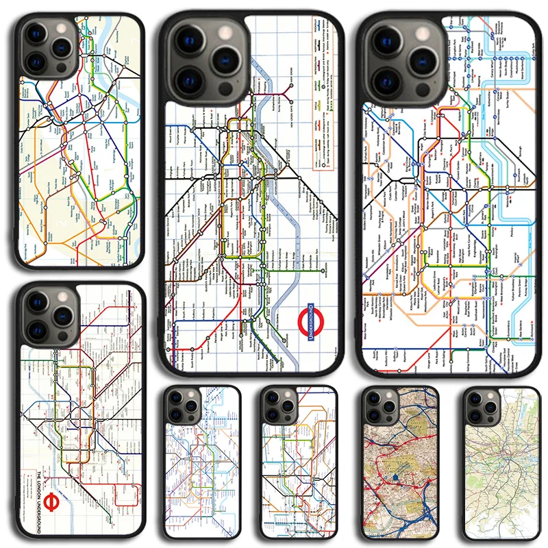 London Underground Tube Map Cover Per Telefono Per Iphone 15 14 Se 2020 Xr Xs 11 12 13 Mini Pro Max 6 7 8 Plus