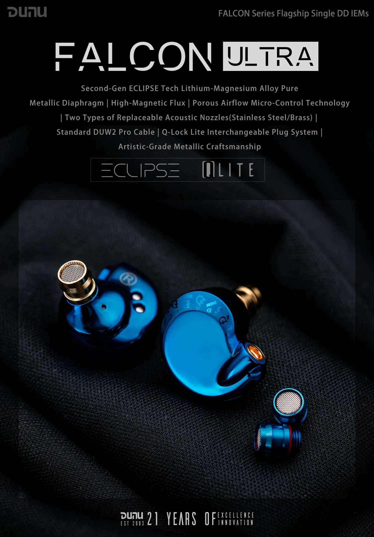 DUNU FALCON Ultra Hi-Res Audio HIFI Dynamic Driver In-Ear Earphone 