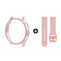 Enhanced Frosted Silicone Watch Strap and Protective Bumper Cover - Watch 7 44 mm (Rose gold)