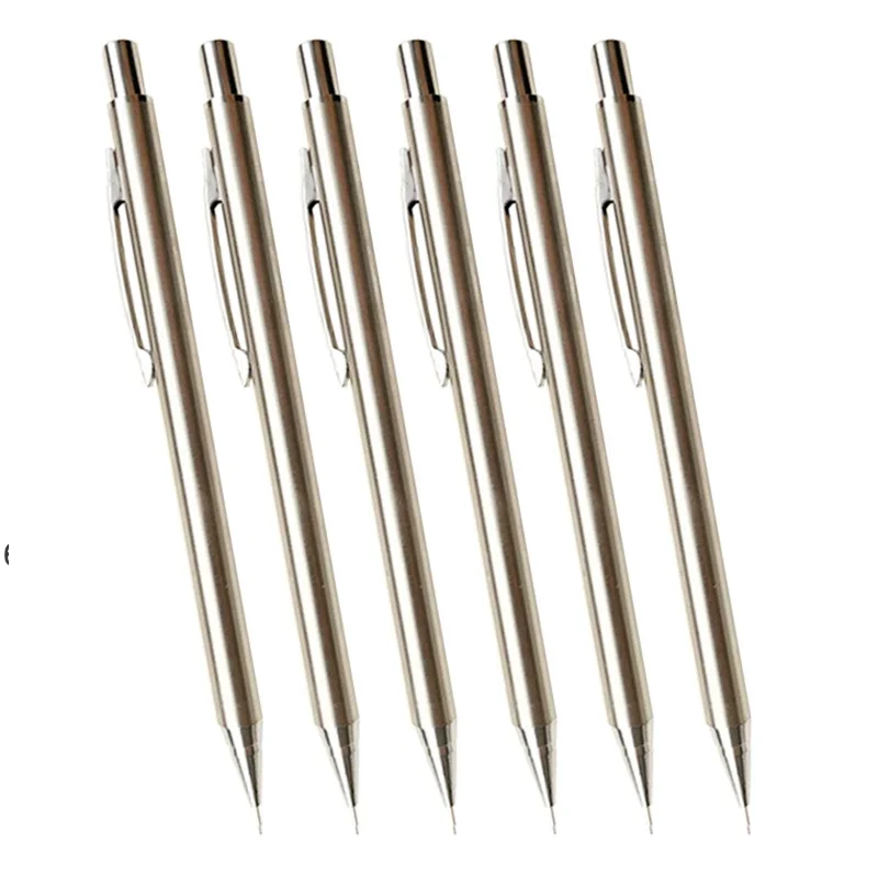 Metal Mechanical Pencil Set 0.3 0.5 0.7 0.9 1.3 2.0mm Lead Refills Art Automatic Drafting Sketching Pencils Office School Supply 4