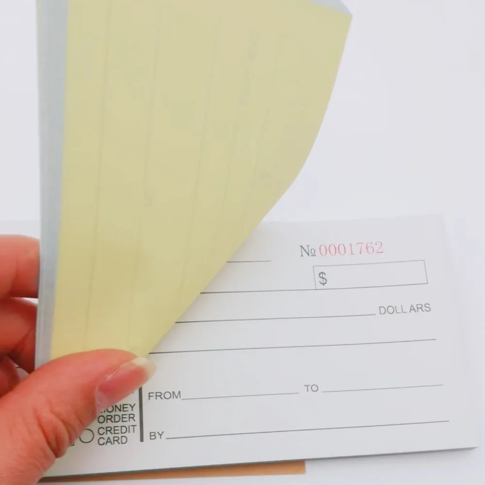 50 Sets Small Business Carbonless Receipt Book Money/Rent Receipt Book 2-Part 50 Numbered Duplicates 3.15 x 7.48 Inches 5