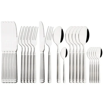 Specchio 6/24 pezzi Set da tavola Posate in acciaio inossidabile Coltello Torta Forchetta Cucchiaino da caffè Stoviglie Set di posate da cucina per la casa vintage 1