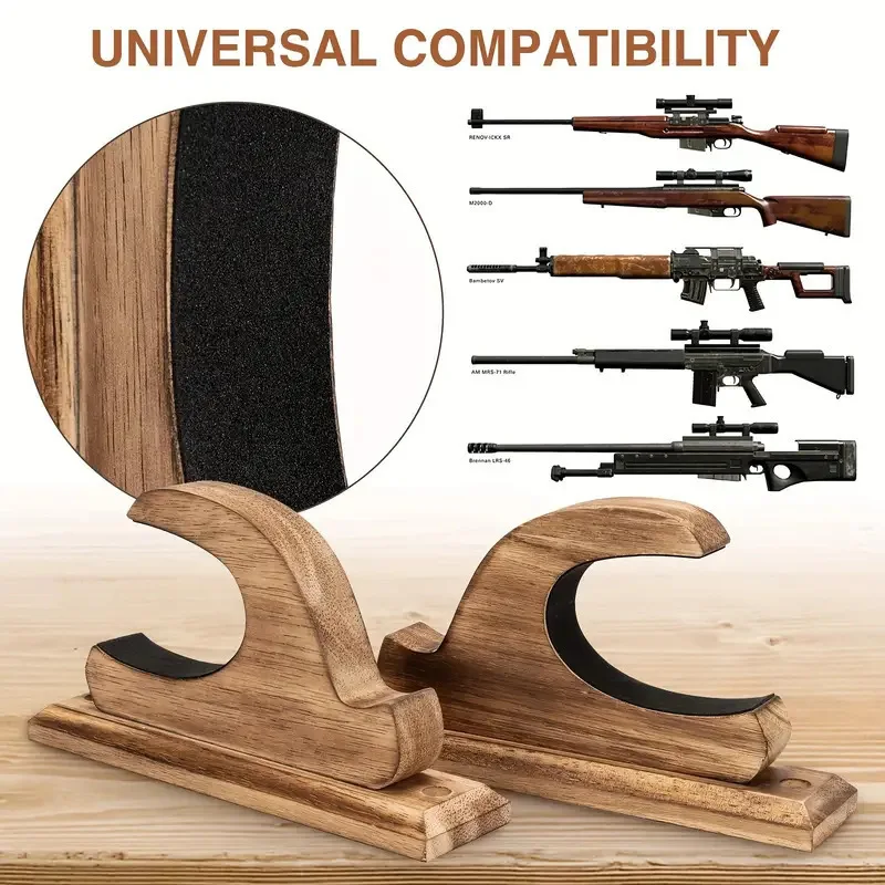 Wall-Mounted Shotgun Storage Display Rack Wooden Toy Sturdy Solid Wood Organizer Wall Home Gun Bow and Arrow Hanger Two Pack 2