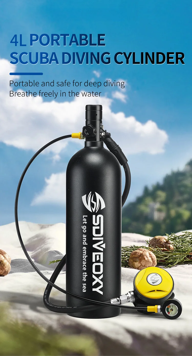 4L Scuba Diving Cylinder Oxygen Tank Set Snorkeling Respirator Fish Gill Oxygen