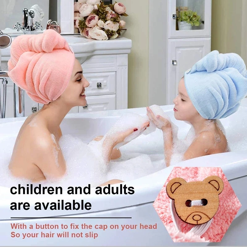 Women Hair Drying Hat Quick-dry Hair Towel Cap Hat Bath Hat Microfiber Solid Towel Cap Super Absorption Turban Hair Dry Cap images - 6