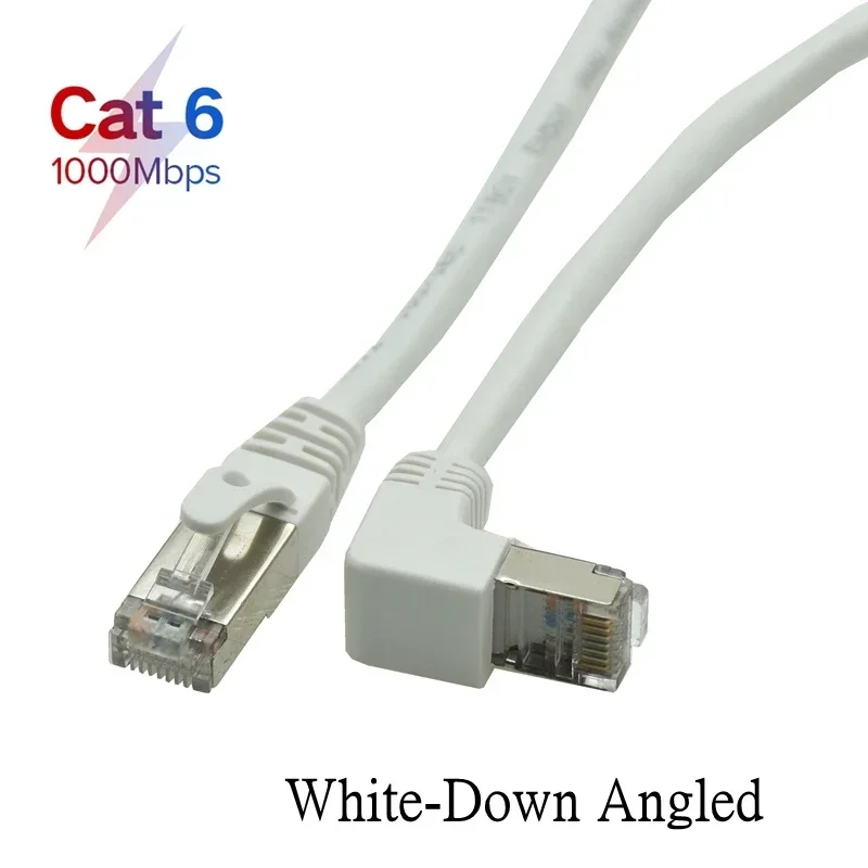 Enhanced Angled Shielded High-Speed Network Cable (White, 0.3m-1m)