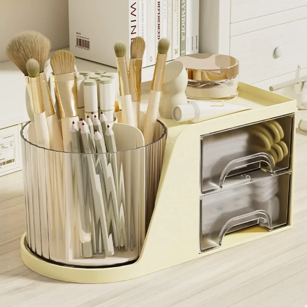 25 360° Rotating Makeup Brush Holder Cosmetic Storage Box Large Capacity Makeup Brush Storage Box Suitable for Bathroom Desktop 5