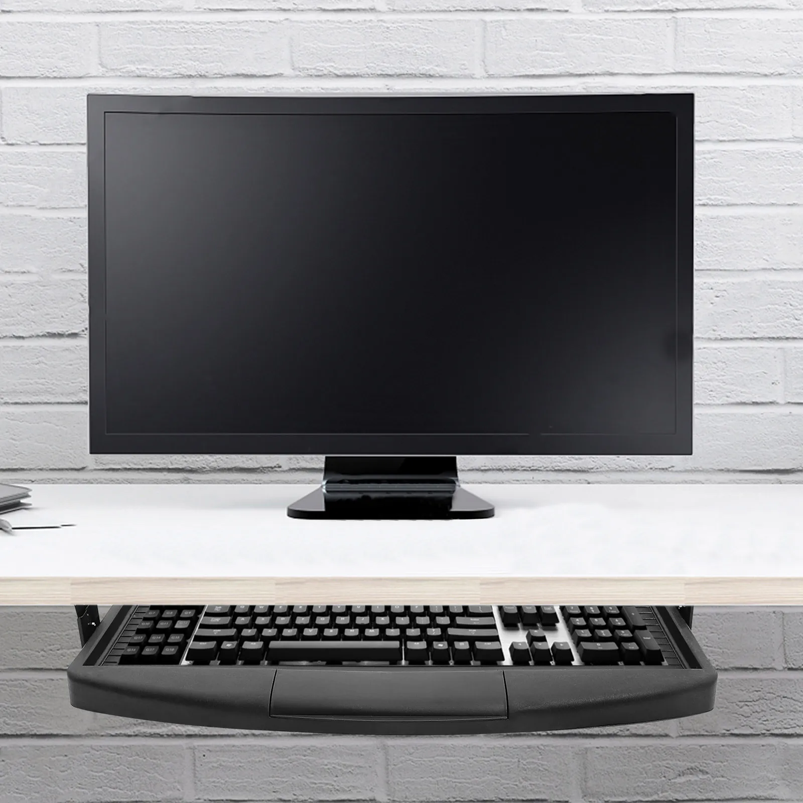 Adjustable Keyboard Bracket Tray Under Desk Keyboard Tray Drawer Type Computer Holder Desk Storage