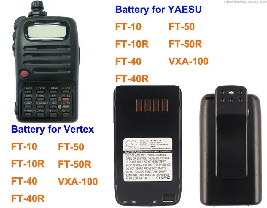 Batteria Radio Bidirezionale Greenbattery 1000Mah Per Vertex/Yaesu Ft-10, Ft-10R, Ft-40, Ft-40R, Ft-50, Ft-50R, Vxa-100