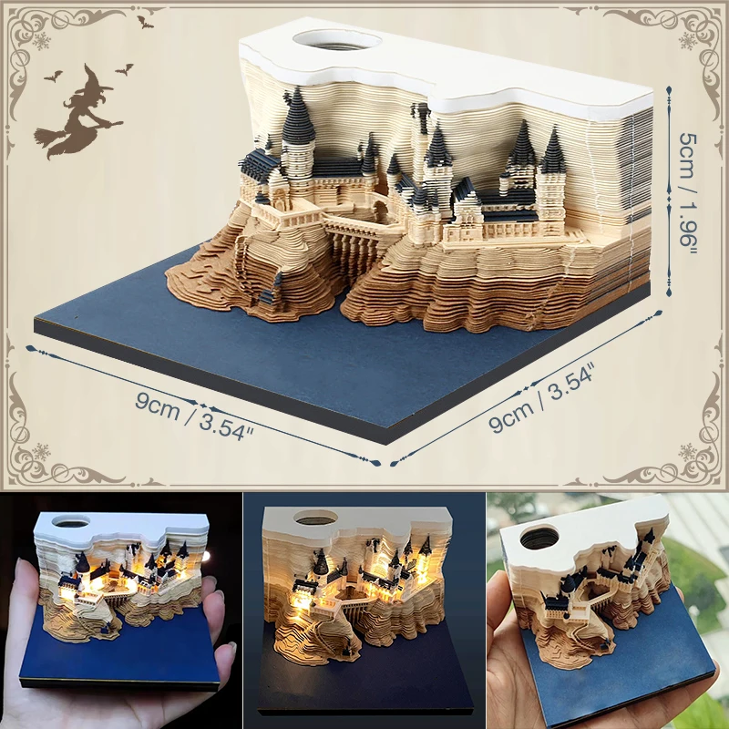 Bloc-notes De Calendrier De Bureau 2024, Bloc-notes 3D, Bloc-notes De  Calendrier Hebdomadaire Du Château Magique 3D Avec Lumière Et Porte-stylo