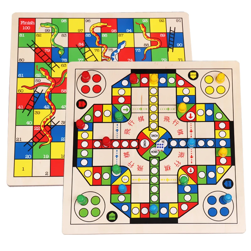 Childrens Multi Function Flying Chess Wooden Two In One Parent Toy Board Game Puzzle Juegos