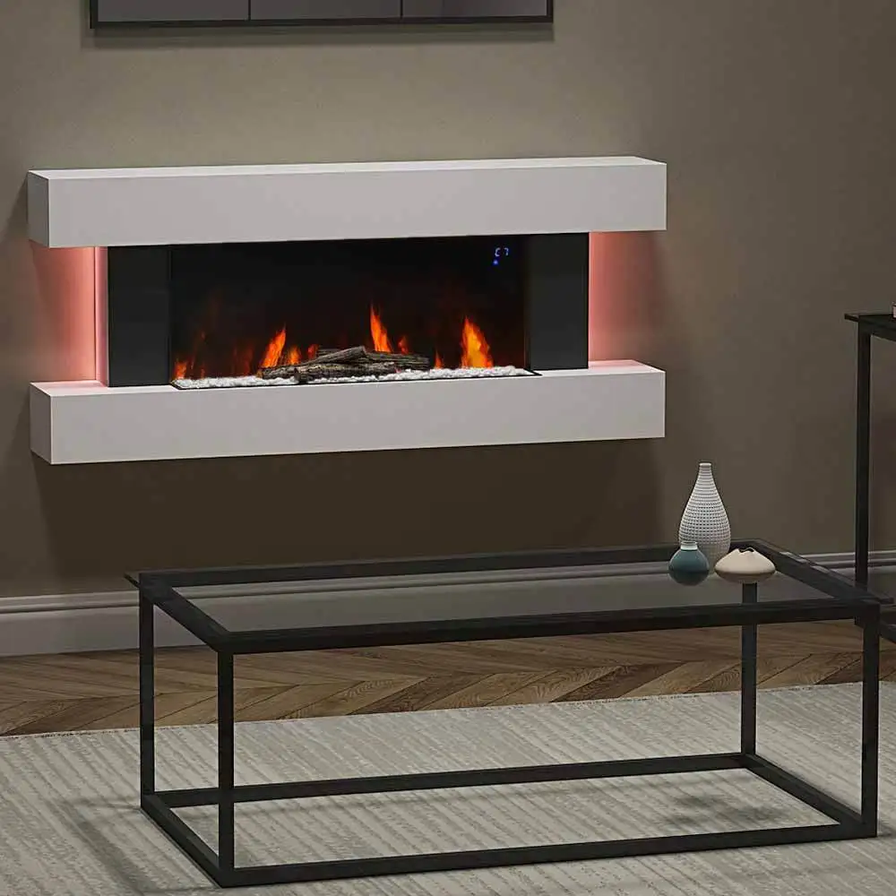 50-inch-Large-LED-Fireplace-Electric-Heater-Fire-High-Gloss-glass-Slim ...