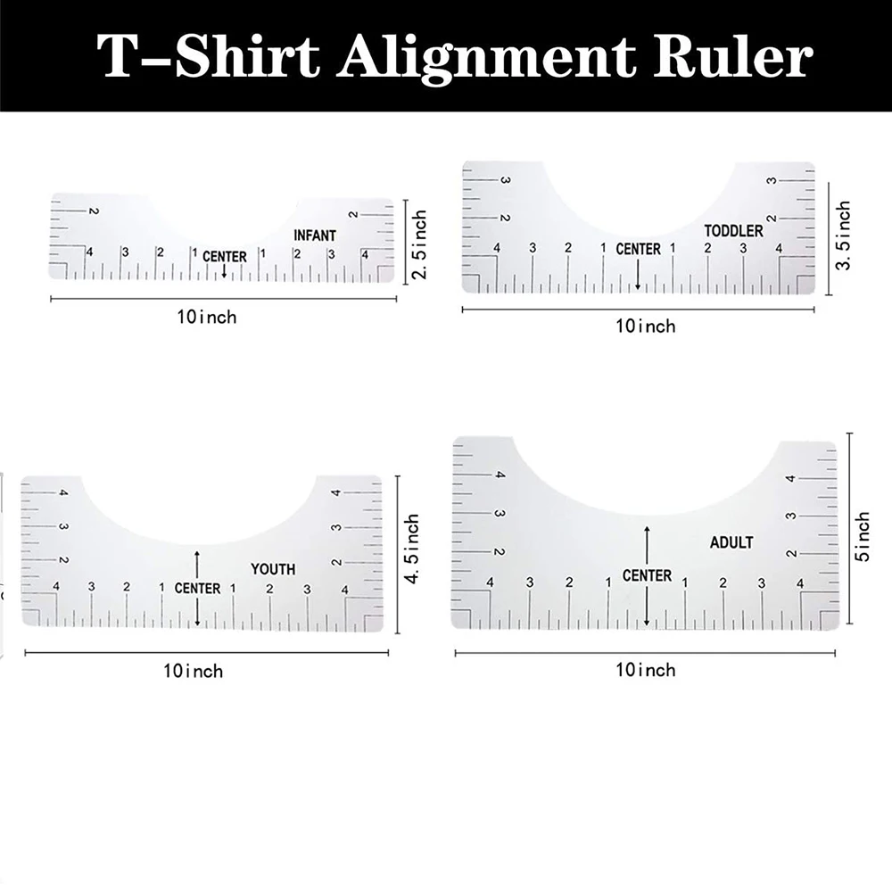 4Pcs T-Shirt Alignment Ruler Graphics Tshirt Alignment Tool Tshirt Craft  Ruler with Guide Tool for Making Measuring Tape Tools - AliExpress
