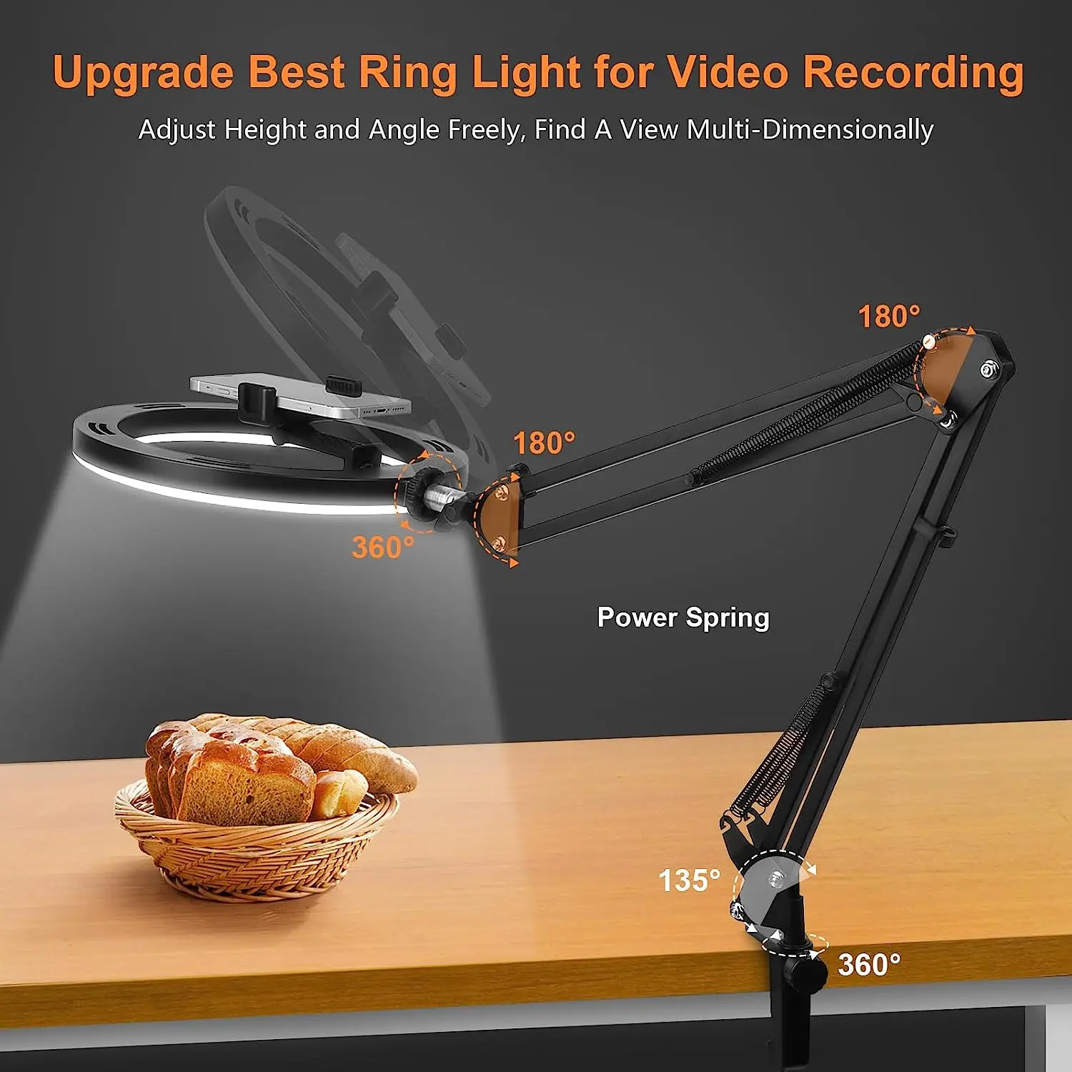 Camera Mount 30cm Ring Light and Phone Holder for Desk,Phone