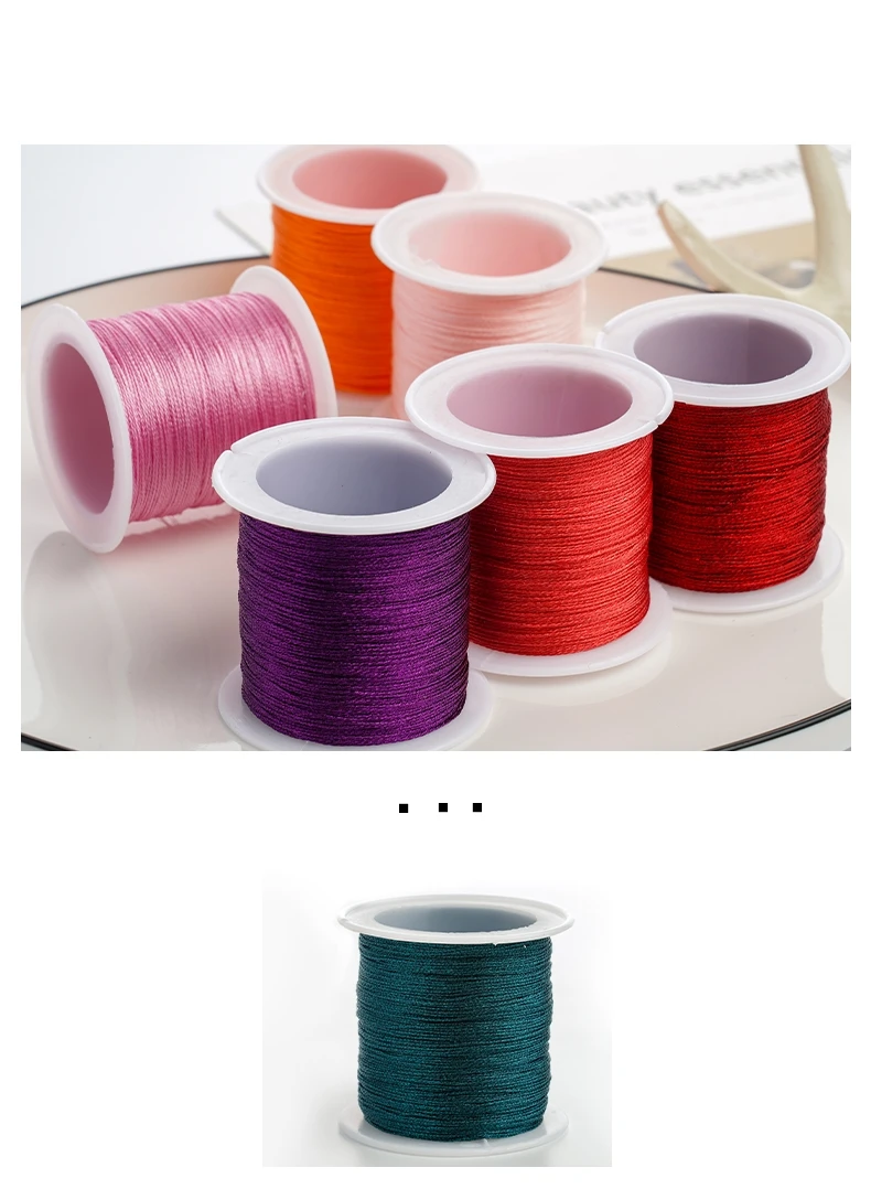 0,2mm/m Nylon Roségold Silber Perlen Faden Schnur Schnur für DIY Herstellung Armband Halskette hand gefertigte Makramee Bastel zubehör – Detail 6