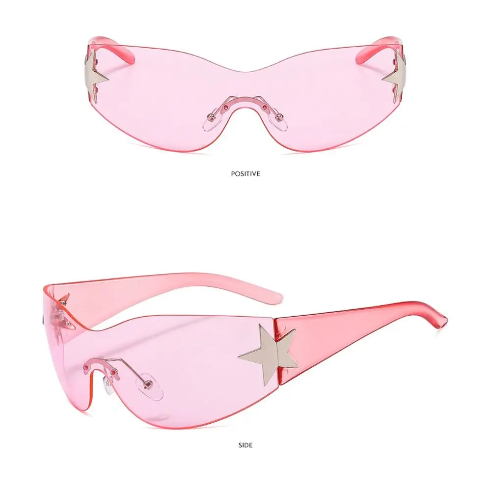 Rimless Sunglasses Oversized Trendy Y2K Wrap Around Sunglasses Punk One Piece Goggles Sports Sun Glasses Shades Driving_voghion.com