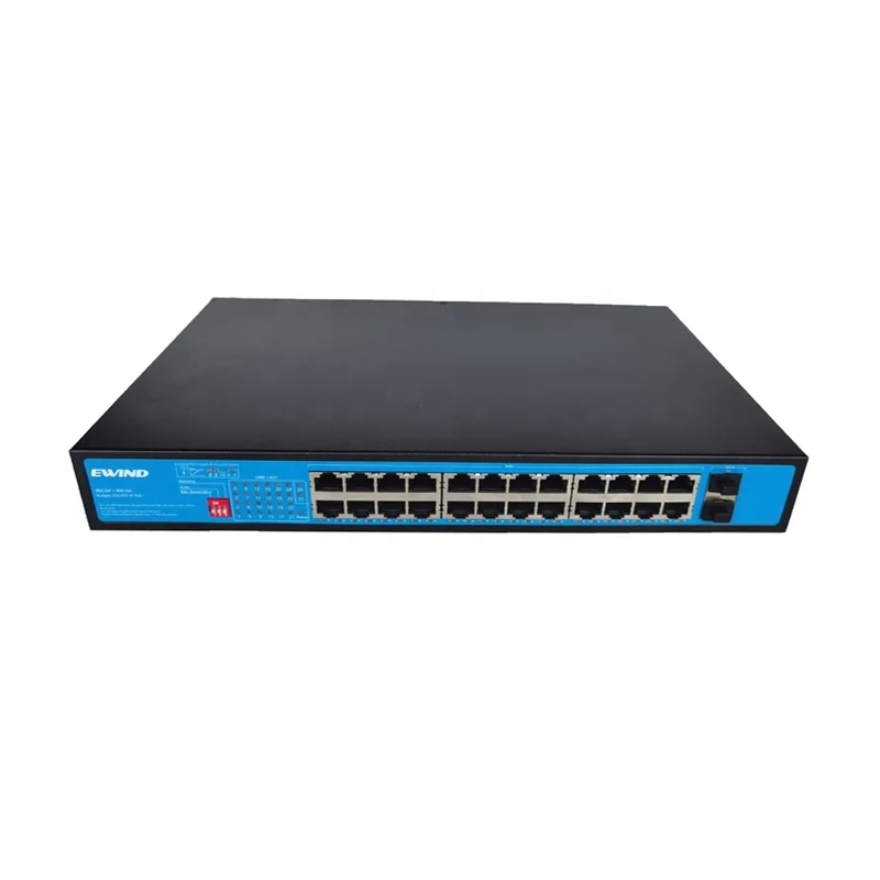 

24 Port 10 100 1000M Network Ethernet Fiber PoE Switch with 2 SFP Uplink Port