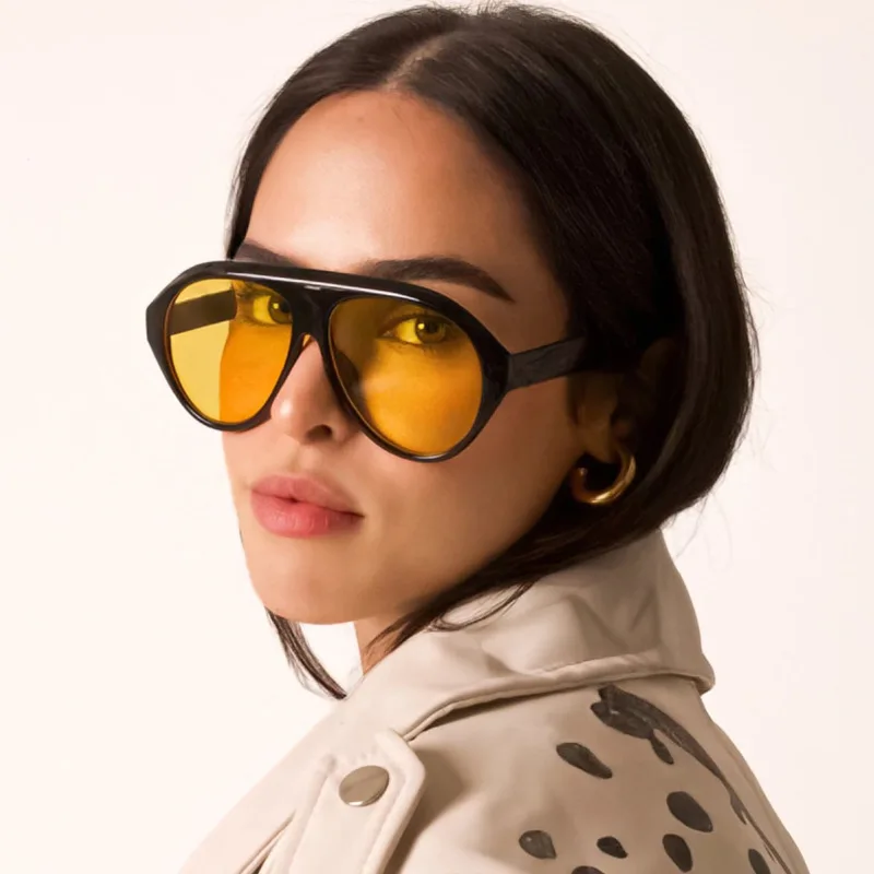 Vintage-Sonnenbrille mit großem Rahmen für Damen, runde Piloten-Sonnenbrille in Schwarz mit Farbverlauf, coole Herren-Sonnenbrille, Designer-Sonnenbrille aus einem Stück für Männer – Detail 6
