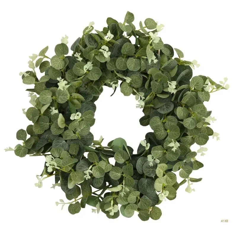 

41XB Искусственный венок из листьев денег Весенний венок Венок на входную дверь для передней двери в сад Свадьба, Венок на дверь
