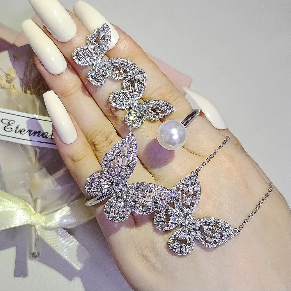 3er-Pack 2026 Neuer Luxus Schmetterling Silberfarben Braut Dubai Hochzeit Für Frauen Damen Jubiläumsgeschenk Schmuck Großhandel J7586