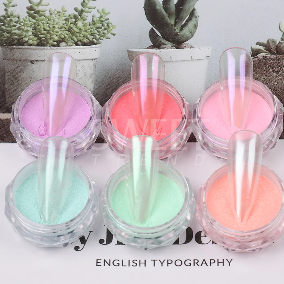 Colorful Aurora Mirror Effect Nail Powder Fairy Fine Mermaid Pigment Shimmer Rubbing Dust Pearl Chrome Manicure Decor Supply SAM