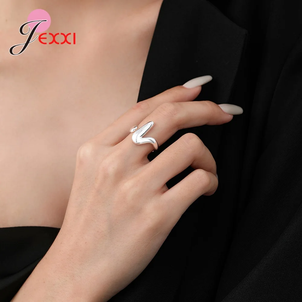 Jexxi 925 Sliver Rings For Women Men Gold Color Open Gothic Geometric Ring Female Male Fashion Engagement Wedding Party Jewelry