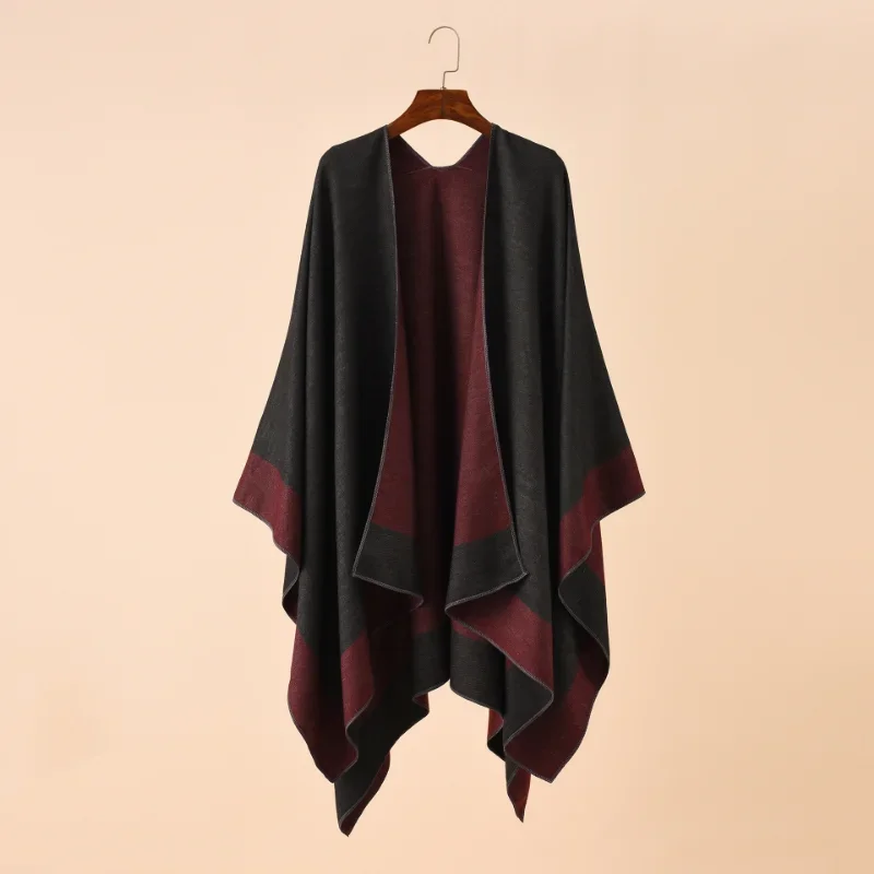 2023 Spring  Autumn Solid Color European  American Travel Shopping New Women Warm Big Shawl Sunscreen Black Red Scarf New 2023 new oil painting cashmere scarf women winter thick warm shawl elegant pashmina multi styles available free shipping