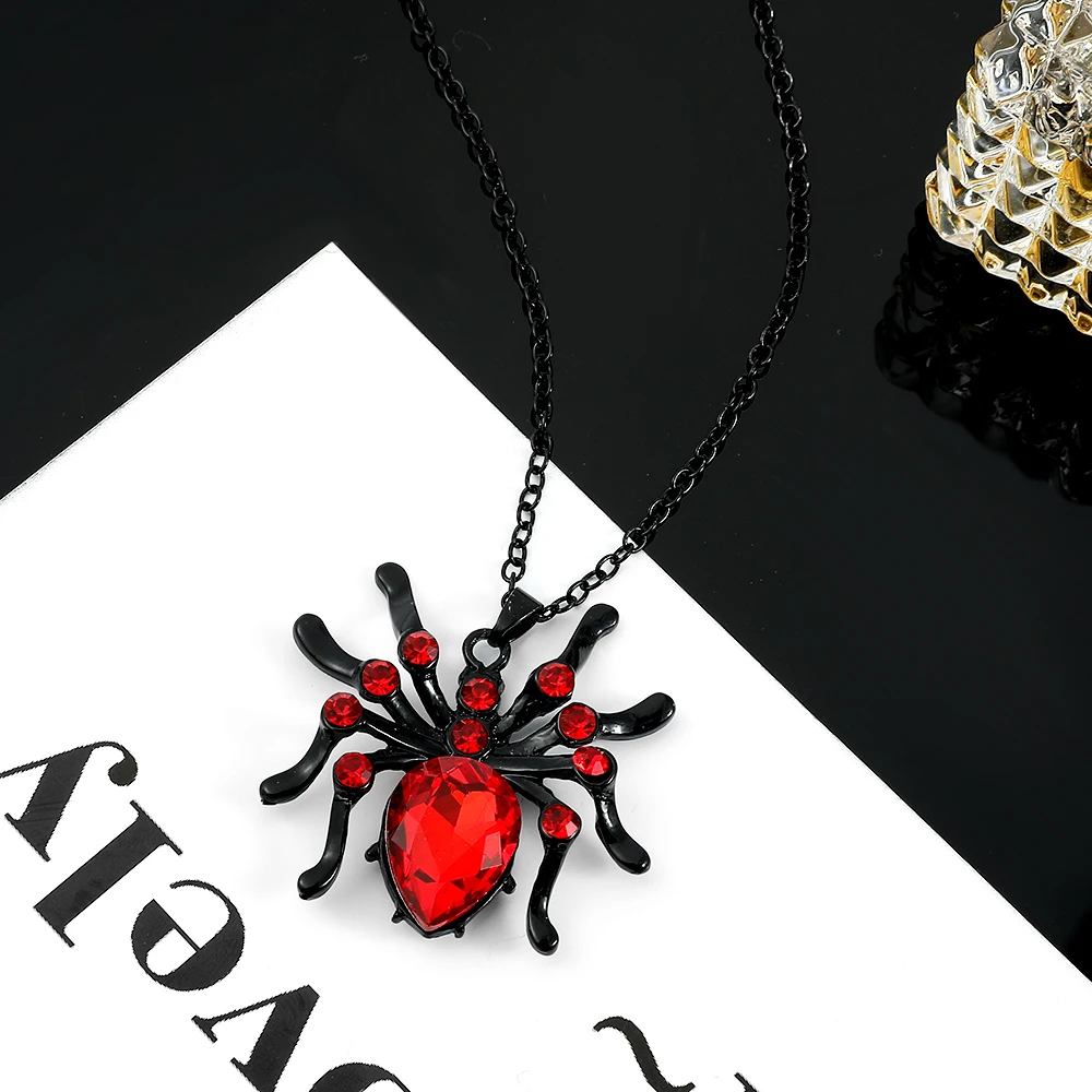 Spider Necklace With Rhinestones Y2k Jewelry 90s Aesthetic