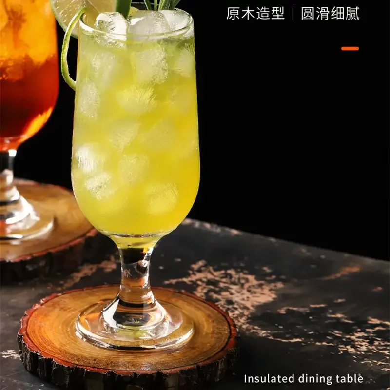 Ins Nordic Cocktail Cup Solid Wine Glass Water Cup Drinks Mug Wood Coaster Natural Wooden Coasters Round 6-9cm Kitchen Bar Tools