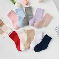 Nouveau bébé garçons filles chaussettes solide respirant enfants chaussettes courtes évider tout-petits enfants coton princesse chaussettes mignonnes pour 0-8 ans 4