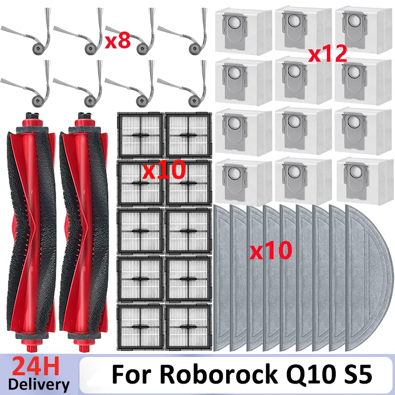 Zubehör für (Roborock Q10 S5 / Q10 VF / Q10V / S8 Pro / S8 Pro Plus) Staubsaugerteile Hauptseitenbürste Hepa-Filter Mops