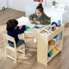 Kids Art Table and Chair Set, Birch Wooden Activity Craft Table, Kids Drawing Table, Toddler Desk with Storage and 1 Chair 6