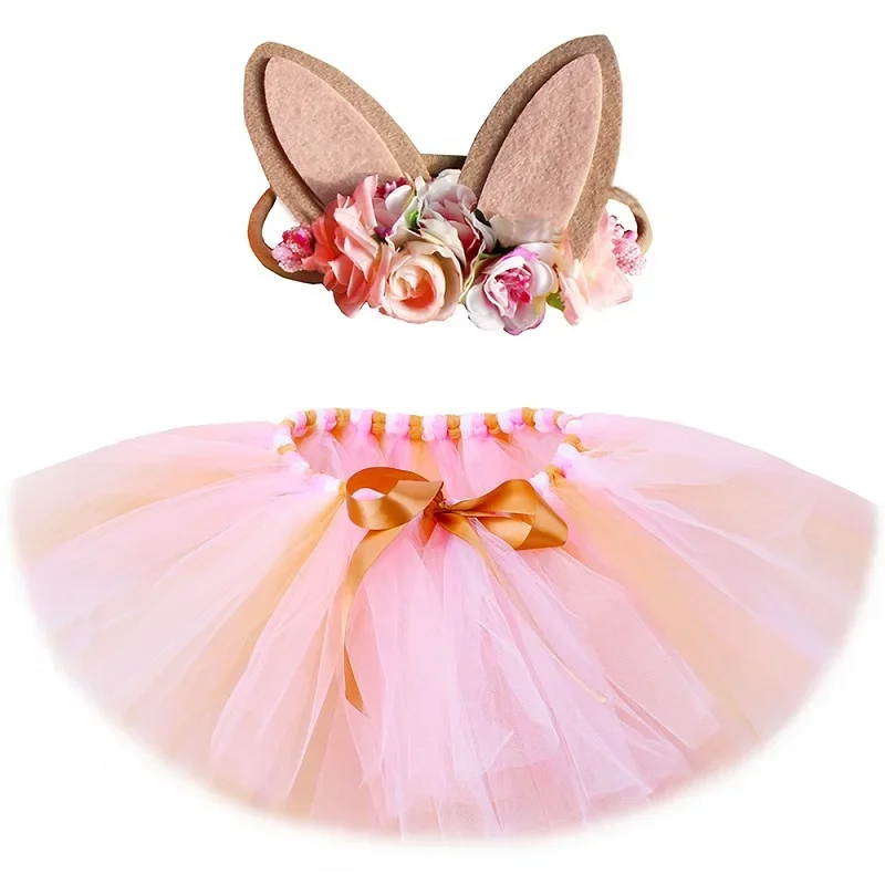 thumbnail image 1 of Falda tutú para niñas pequeñas, disfraz de conejito de Pascua, tutú para niños, disfraz de conejo de Halloween, minifaldas de tul mullidas para niñas, 1 of 5
