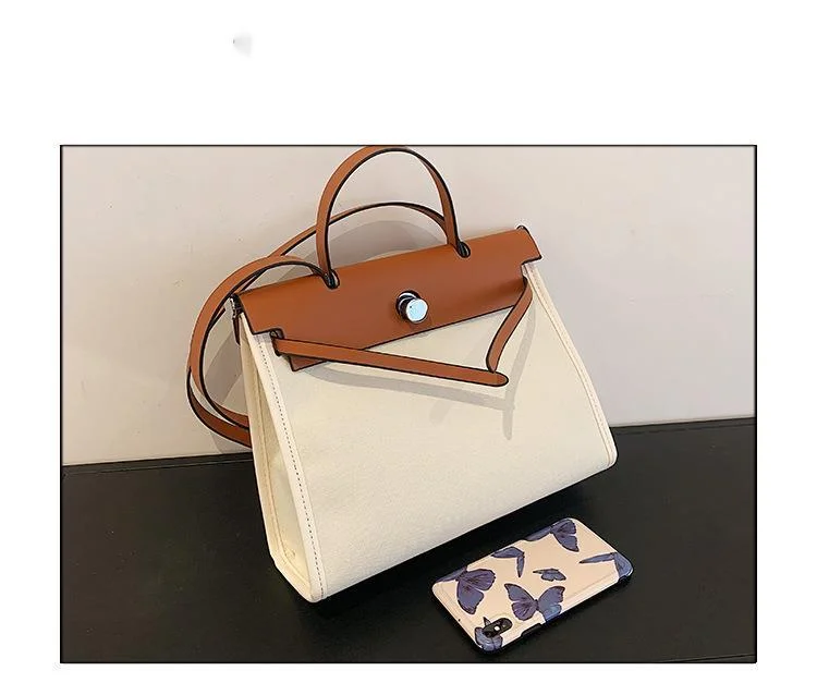 2023 neue heiße Verkauf Mode kleine quadratische Tasche Leinwand Damen Tasche Vintage Aktentasche Handtasche eine Schulter Umhängetasche_voghion.com