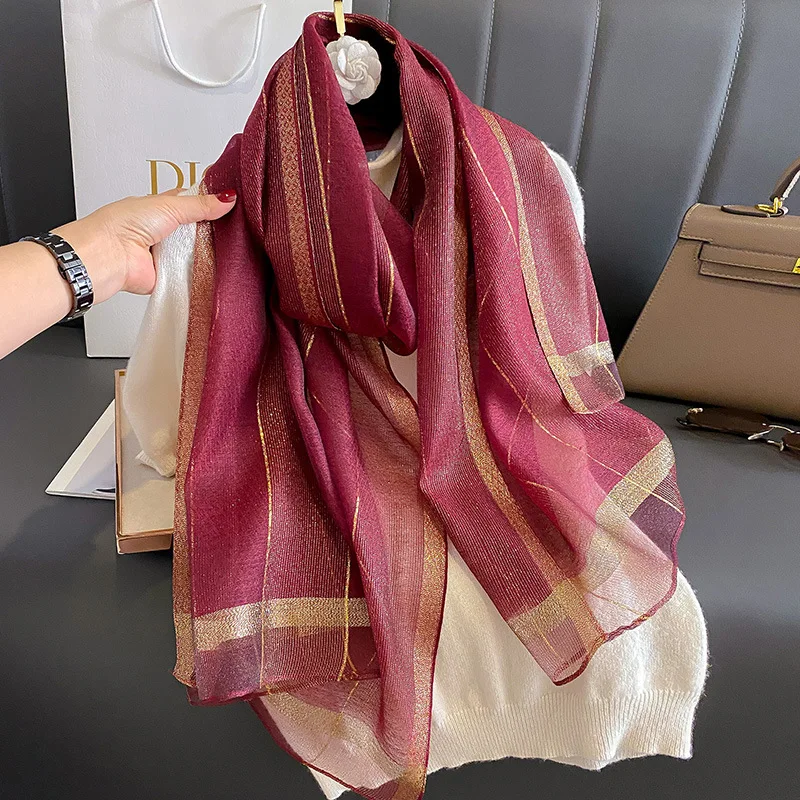2024 Solid Silk wool scarf for Women Shawls Scarves Summer Lady Hijab Winter Fashion Warm Long Bandana Foulard Pashmina Poncho 2