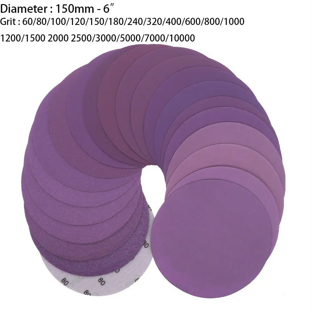 

150mm 6" Inch Sanding Discs Wet & Dry Orbital Sandpaper Pads Hook Loop 60- 10000 Grit