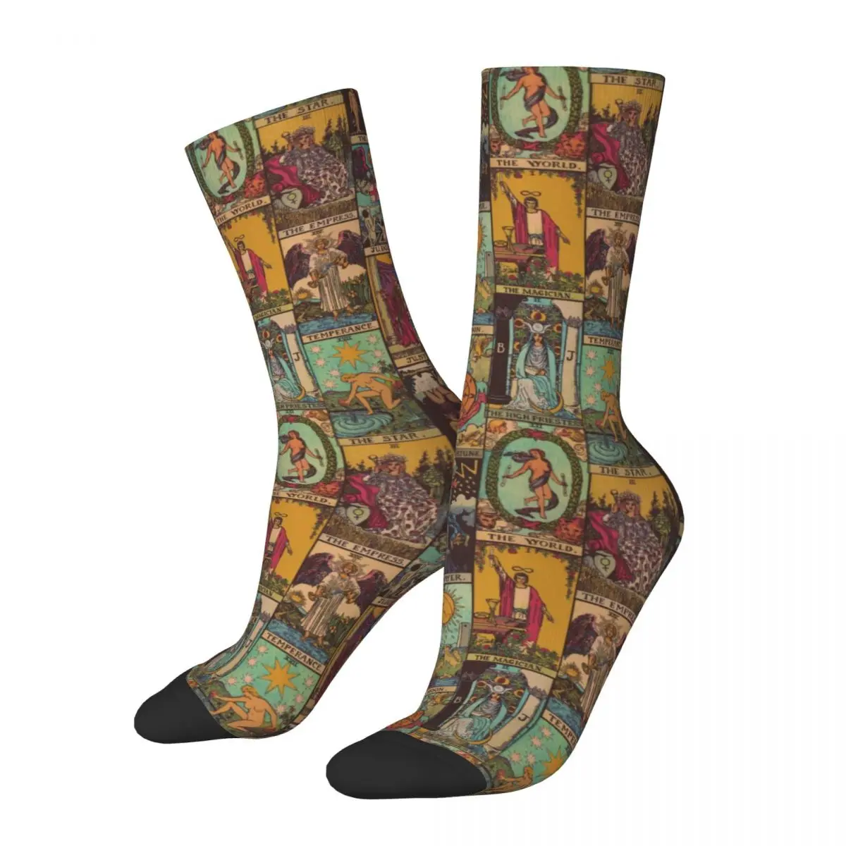 The Major Arcana Of Tarot Vintage Patchwork Socks Uomo Donna Funny Happy Tarot Socks Summer Autunno Inverno Middle Tube Socks Gifts