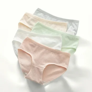 1Pc Women Cotton Panties Stretch Comfy Underwear Low Waist Briefs Female Underpants Sexy Lingerie Panties M-XL Solid Color Panty 1
