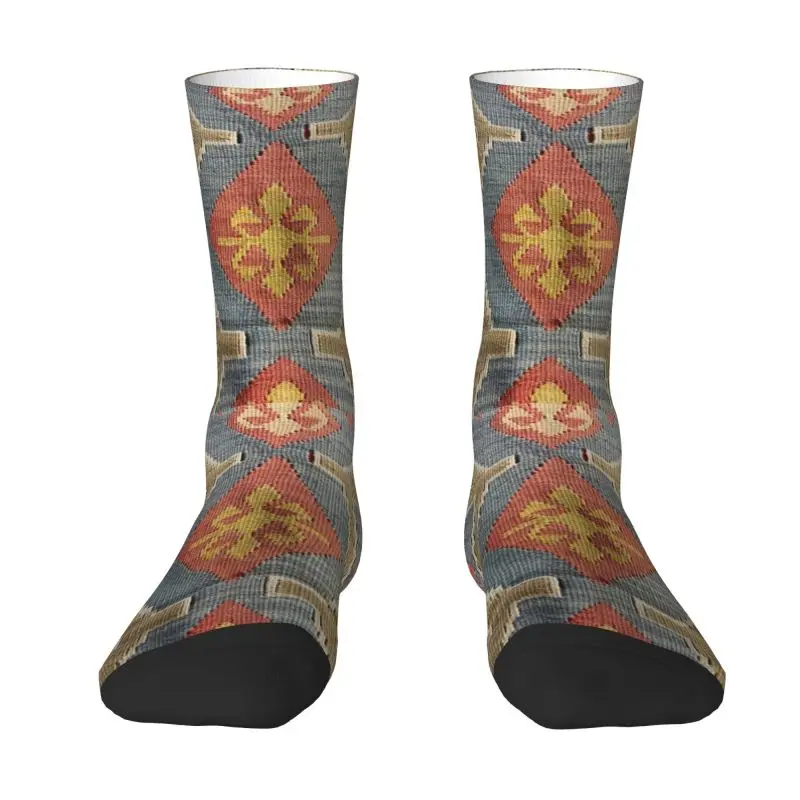 

Navaho Weave Turkish Ethnic Kilim Dress Socks Men's Women's Warm Fashion Novelty Vintage Persian Antique Tribal Crew Socks