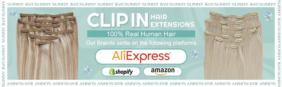 VeSunny Clip in Hair Extension Human Hair Ombre Blonde Remy Seamless Hair Extension Human Hair Brown Balayage Natural Human Hair