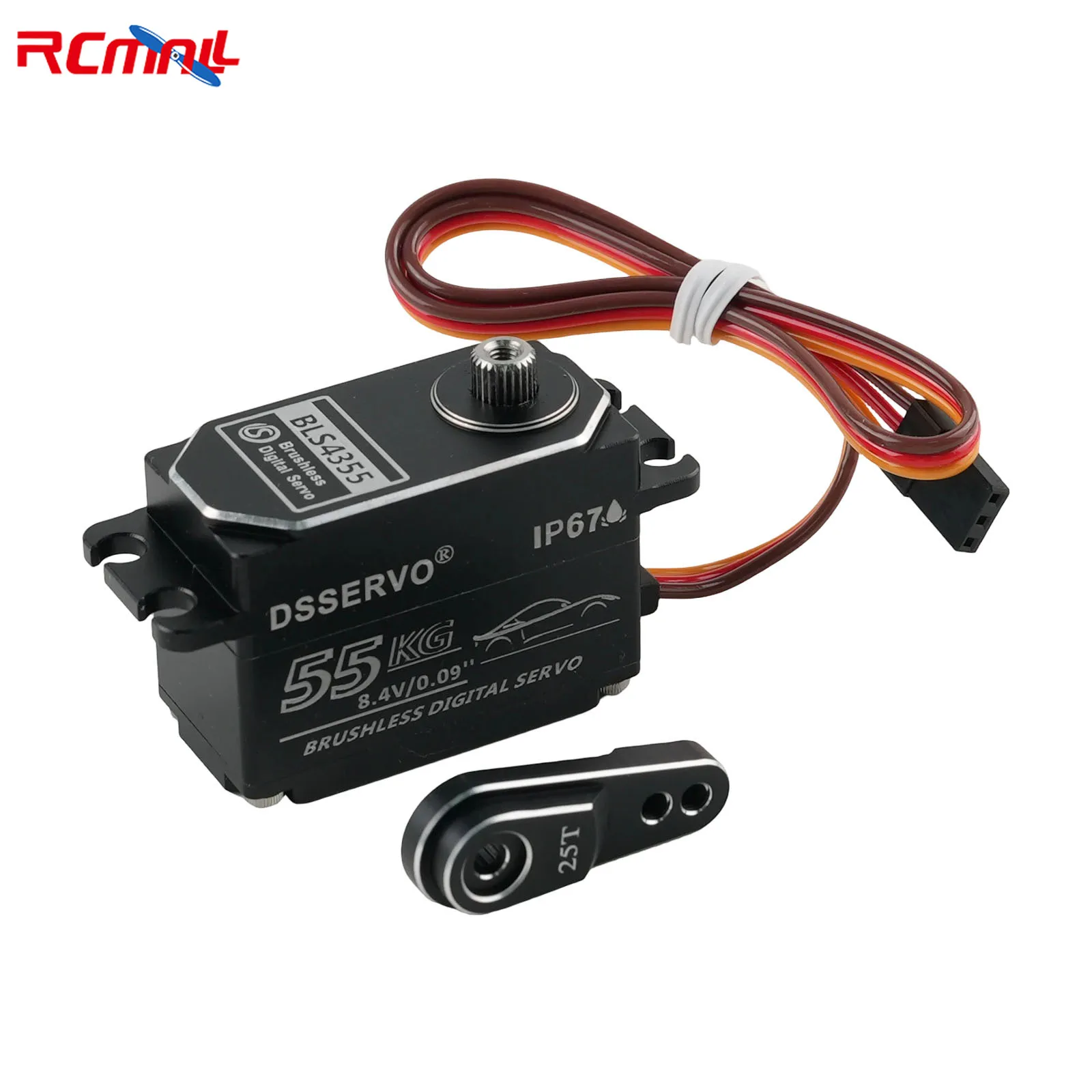 Comparaison de taille du servo numérique sans brosse 55KG avec une règle pour voiture RC.