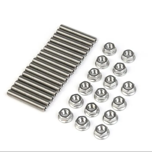 16 Pcs Stainless Exhaust Manifold Stud Nuts kit for Ford 4.6 & 5.4 Liter V8 2 Manifolds