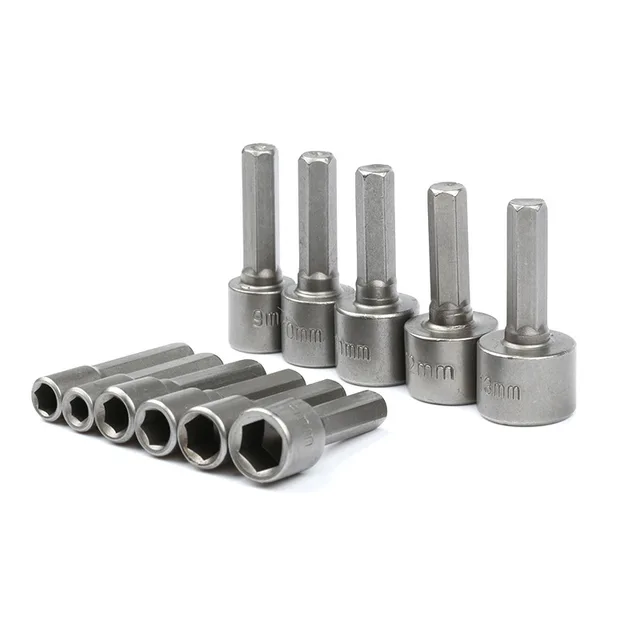 Ugelli per viti a esagono incassato Dado Set di cacciaviti esagonali da 1/4 "Adattatore per trapano per dadi esagonali da 5-12 mm per utensili per la lavorazione del legno 5