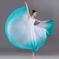 360 Degrees Ballet Dance Skirts Women Elegant Long Gradient Flowy Skirt Gymnastics Practice Dancewear Classical Dancing Costume - Image 2