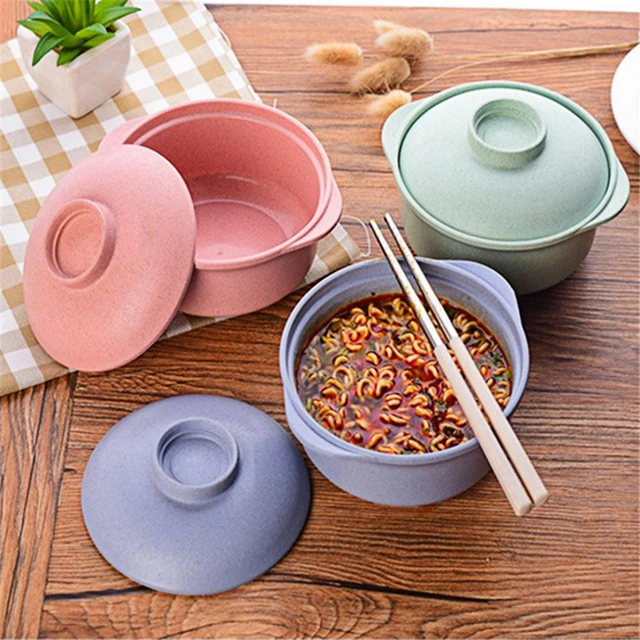 2 IN 1 Ramen Bowl Korean Friut Salad Bowl Reusable Instant Noodle Bowls  with Lid Tableware Kitchen Utensils Soup Container - AliExpress